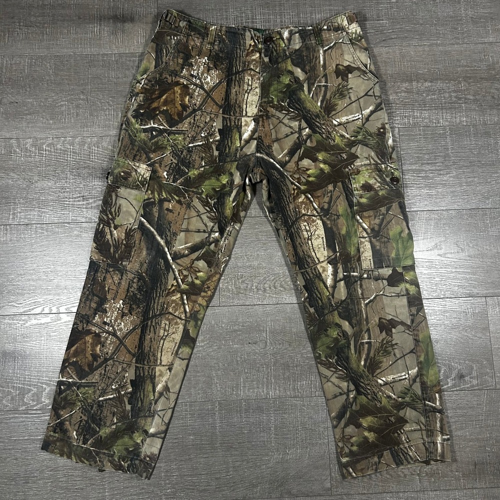 Cabelas Mens 36 Realtree Camo Cargo Hunting Pants Adjustable Waist 931528